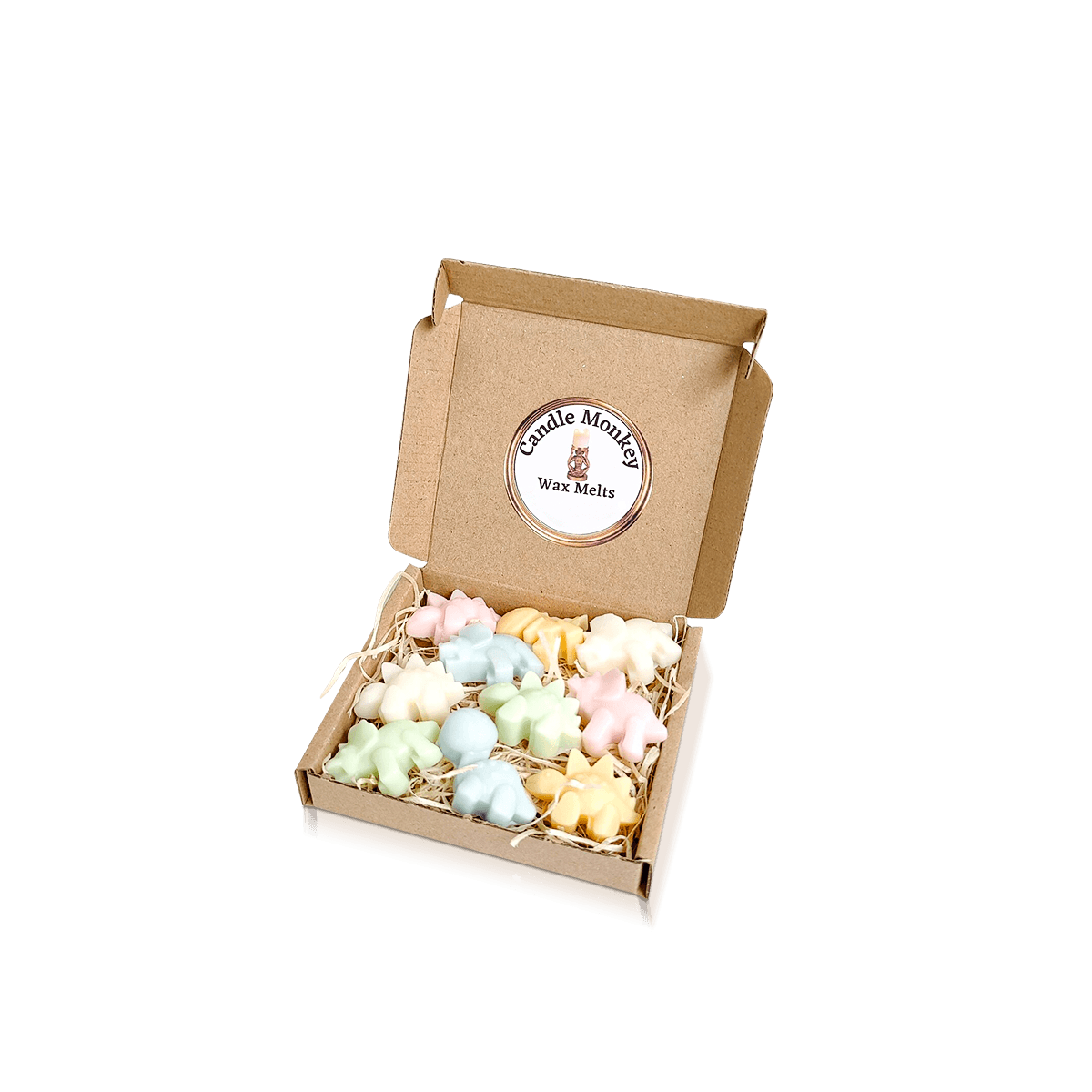 Custom wax melt boxes with compartment trays, printed sleeves and windows for organised retail display