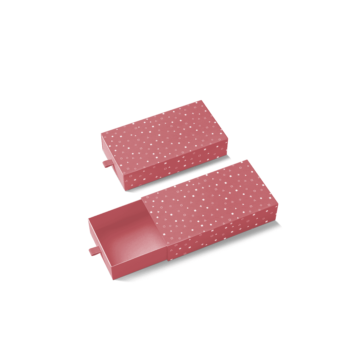 Custom rigid drawer box with a sliding tray, ribbon pull and fitted insert for jewellery or small premium products.