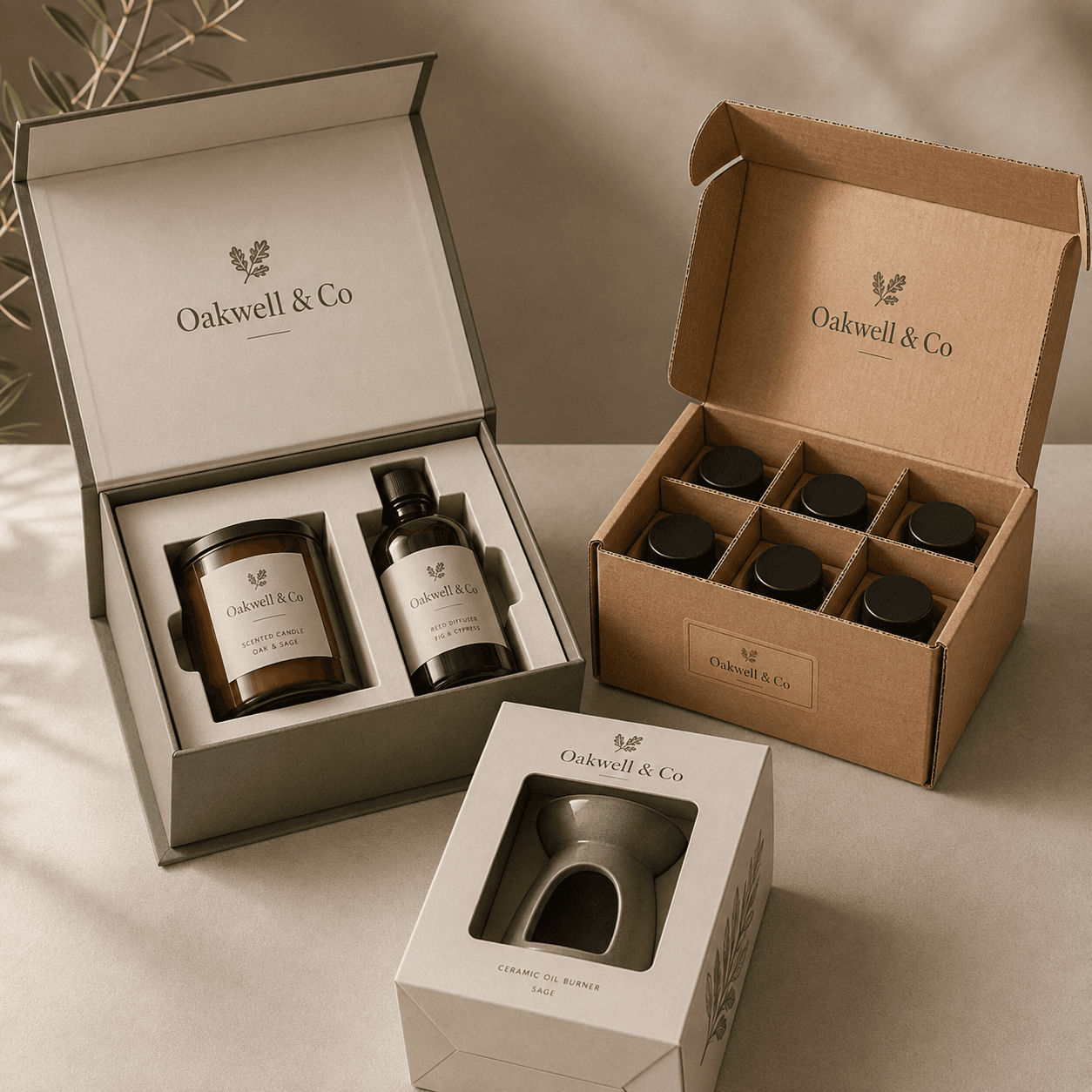 Open packaging with inserts, dividers and a window cut-out showing organised product fit and presentation.