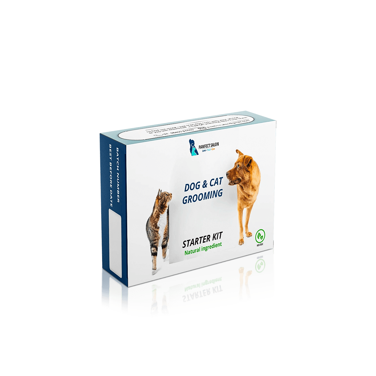 Custom pet grooming boxes sized for shampoo and care bottles with printed branding and protective carton fit.