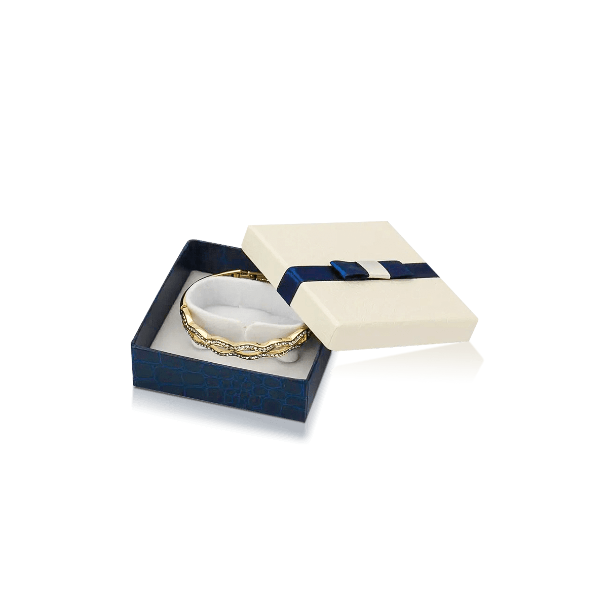 Custom bracelet boxes with fitted cushioned inserts that hold bracelets securely for premium gifting and retail display.