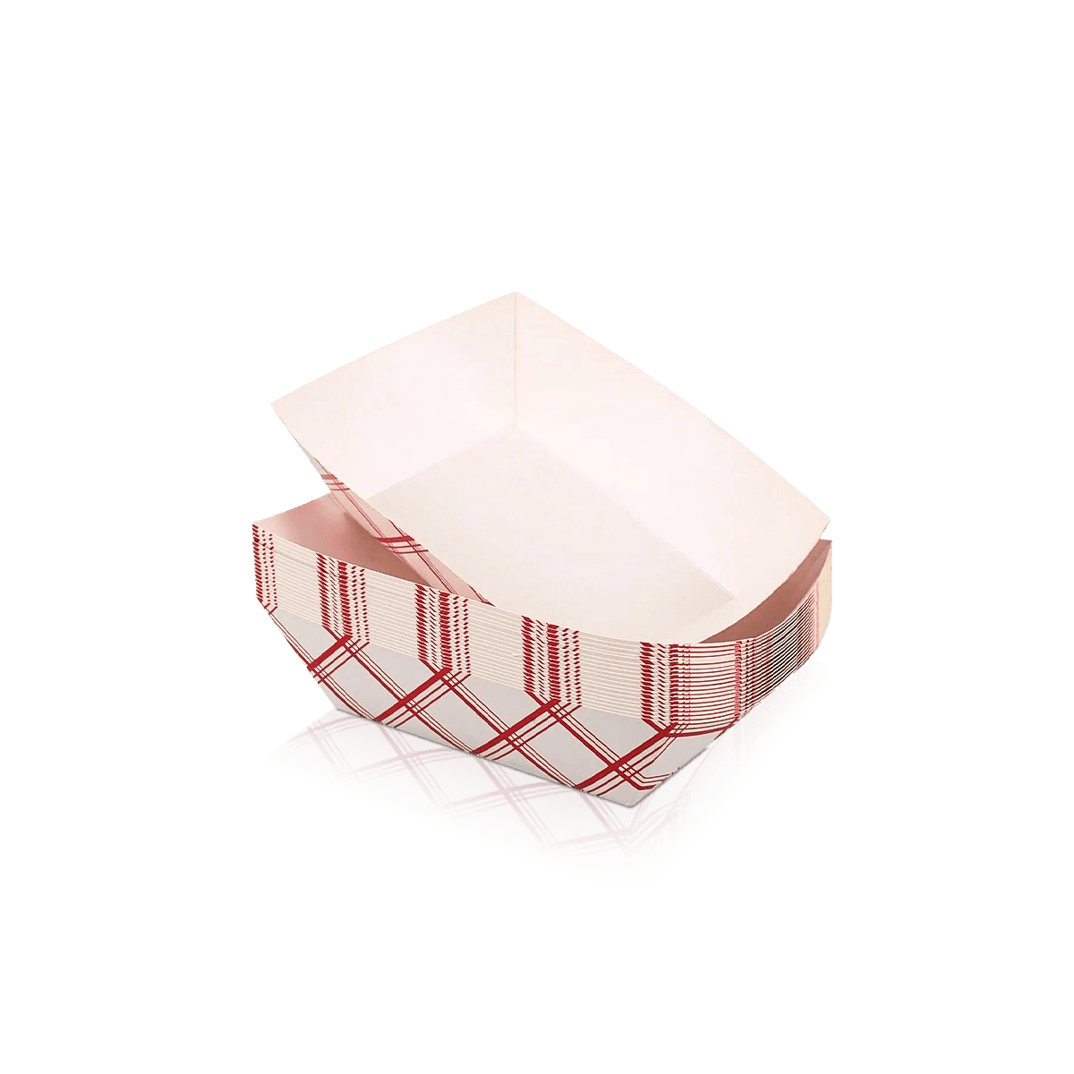 Custom food trays with raised paperboard sides for open serving, portion control and grease-resistant presentation