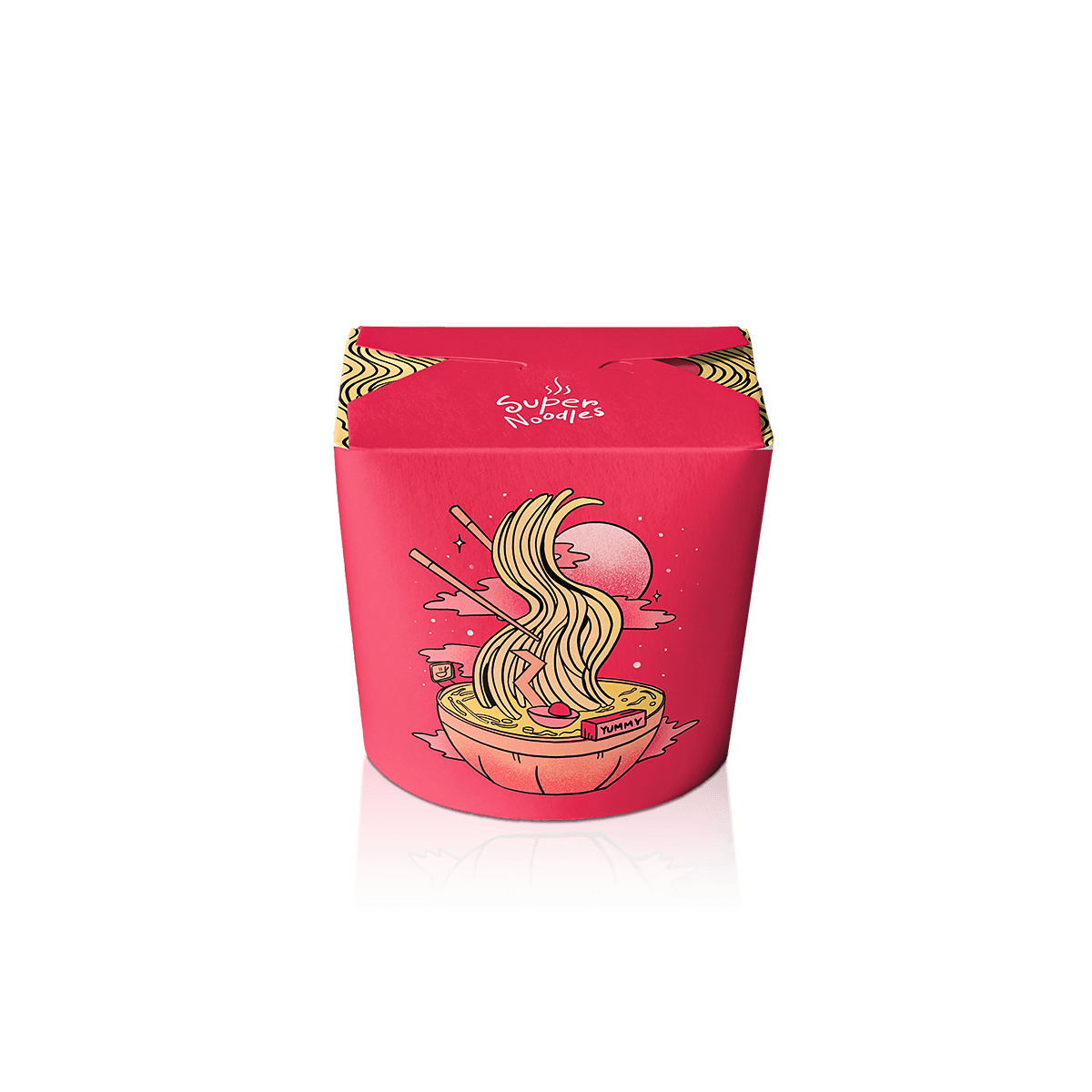Custom noodle boxes with folded leak-resistant closures for hot takeaway meals, secure carrying and branded service