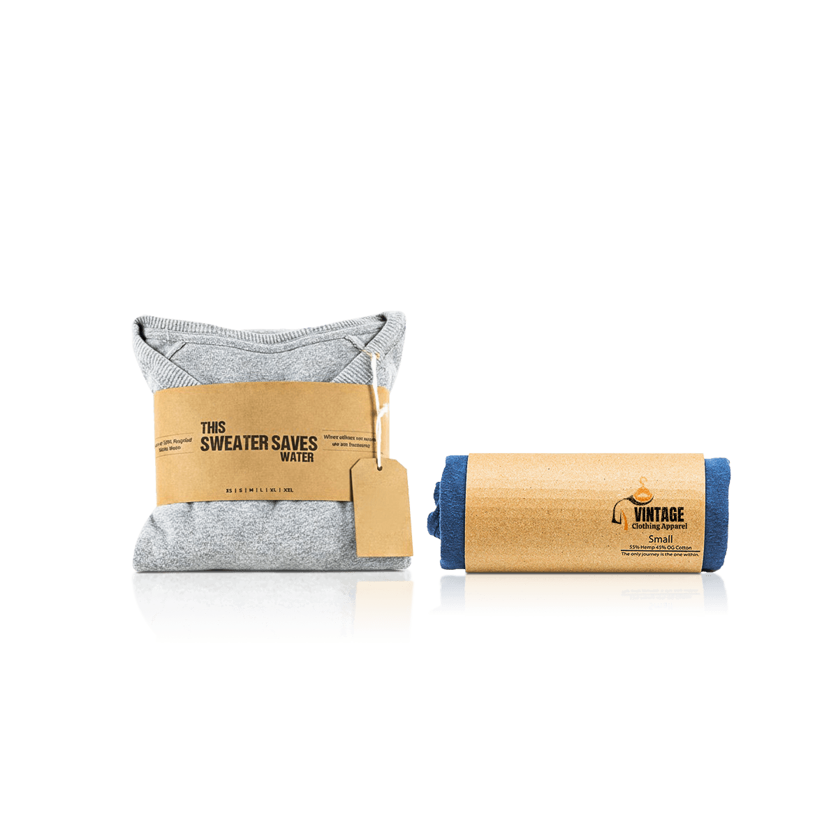 Custom apparel sleeves wrapped around folded garments or boxes for low-profile branding, retail display and gifting
