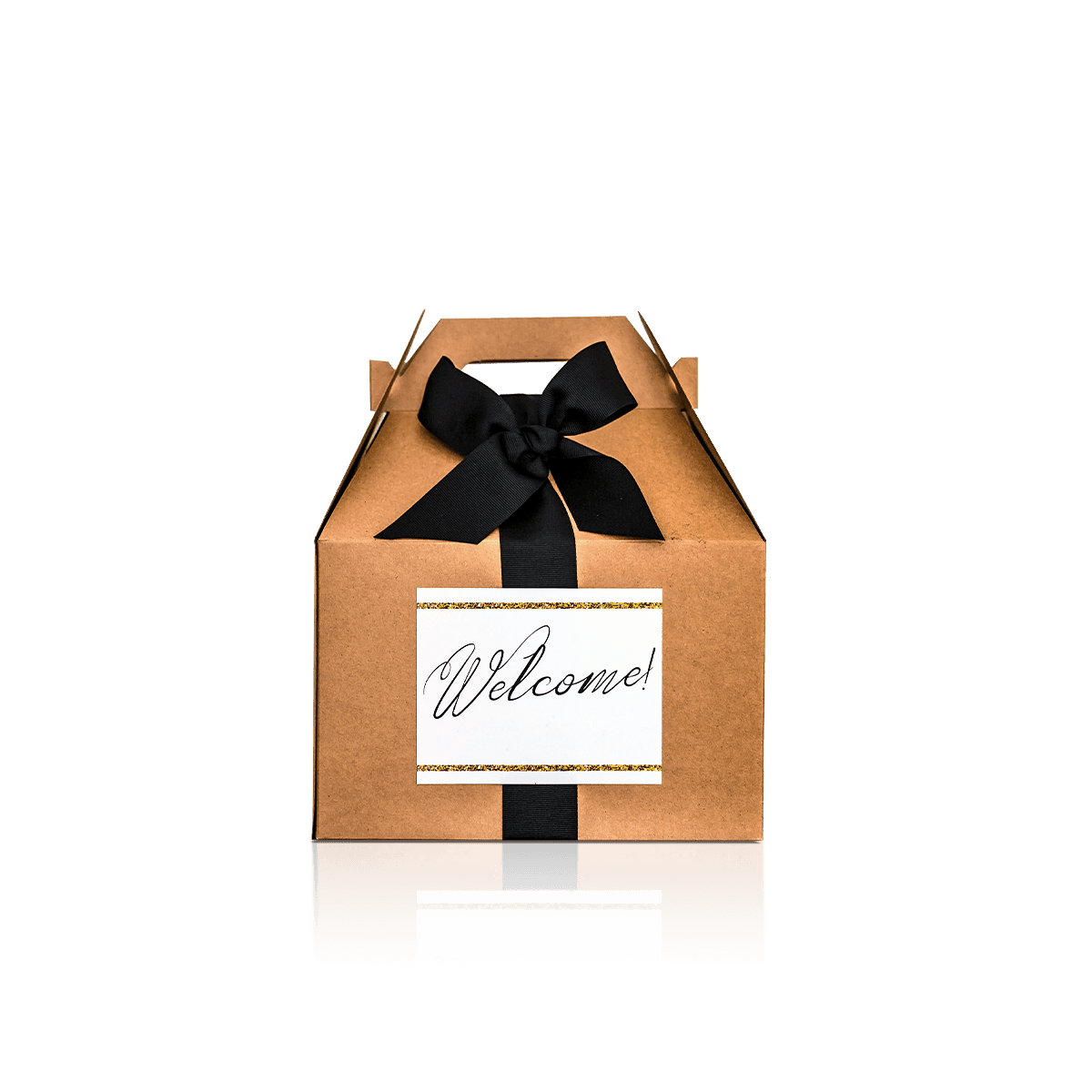 Custom welcome gift boxes with branded print and fitted inserts for employee onboarding, client welcomes and starter kits.