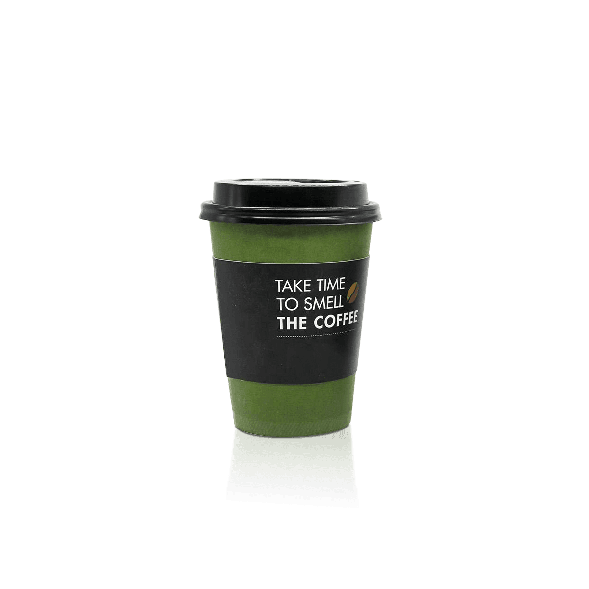 Custom coffee cup sleeves fitted around branded hot drink cups for insulation, grip and cafe takeaway service